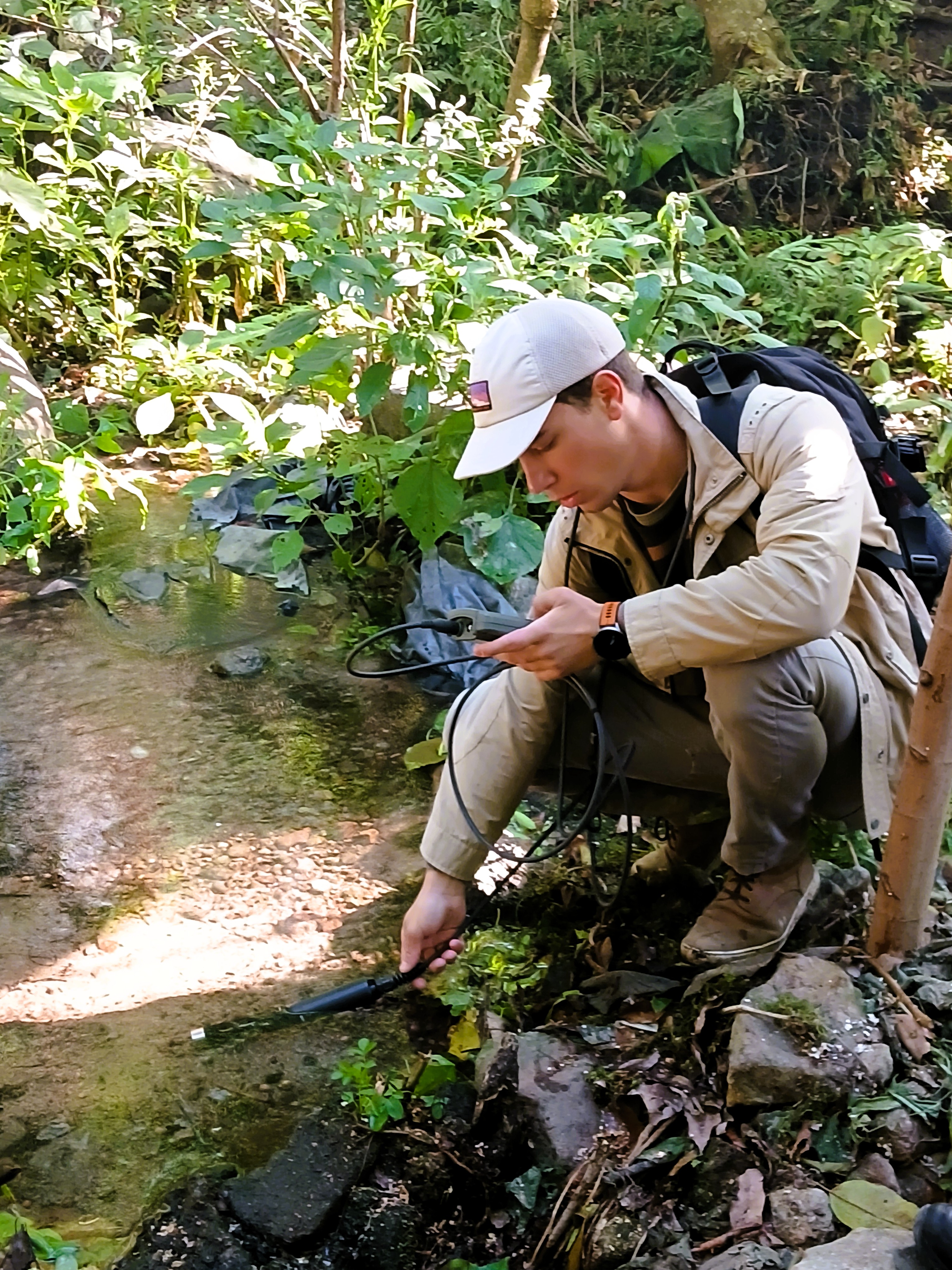 Sampling at river point with Hanna Istrument